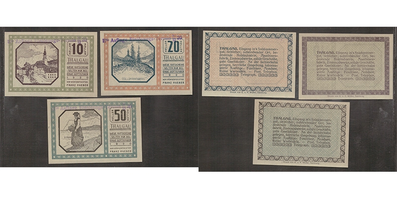 Salzburg Gutschein Gemeinde Thalgau 1920 II. Auflage