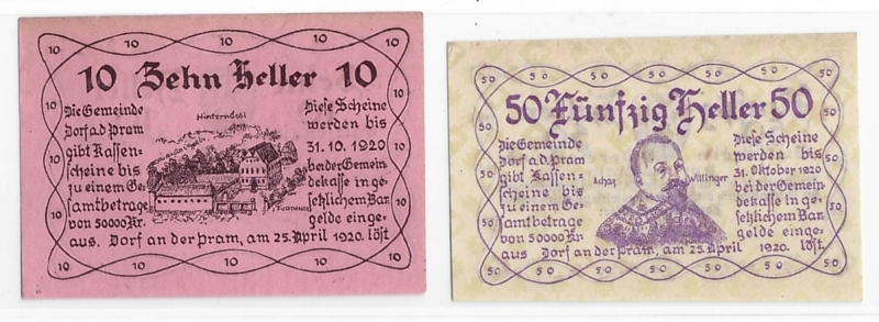 OÖ Notgeld Dorf a/d Pram 1920