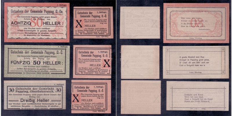 OÖ Notgeld Pupping 1920 1. Auflage