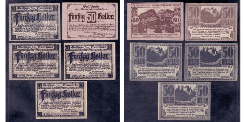 OÖ Notgeld Losenstein 5x50 Heller 1920