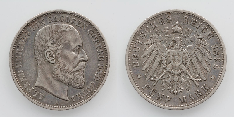 Alfred Herzog von Sachsen Coburg und Gotha 5 Mark 1895 A R!