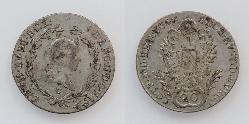 Franz II.(I.) 20 Kreuzer 1804 G Nagybanya