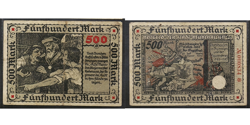 Thüringen 500 Mark 1922 Mühlhausen