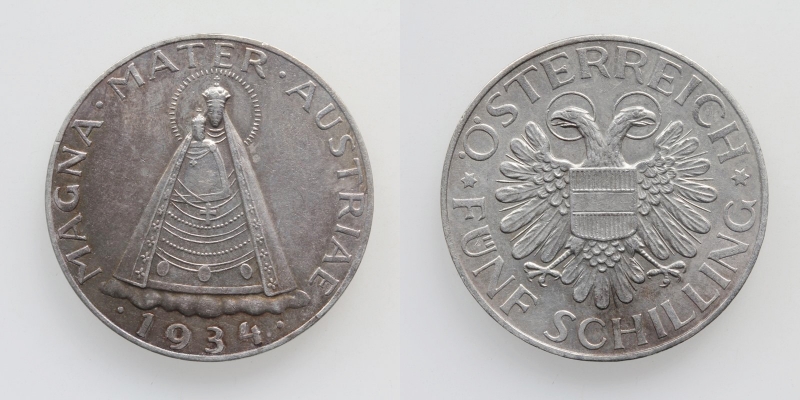 Österreich 1. Republik 5 Schilling 1934 Silber
