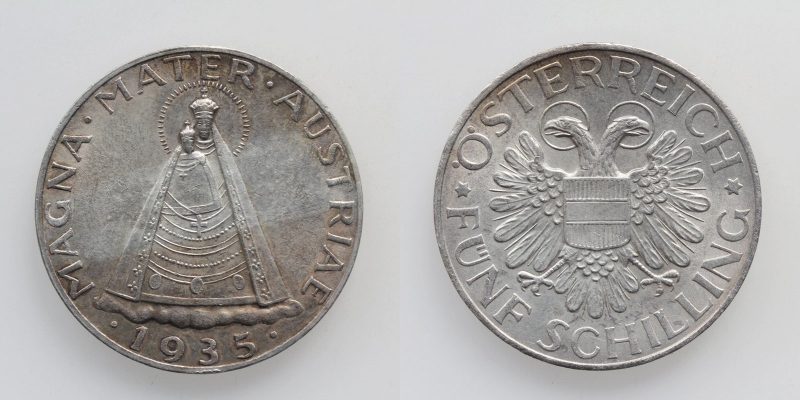 Österreich 1. Republik 5 Schilling 1935 Silber