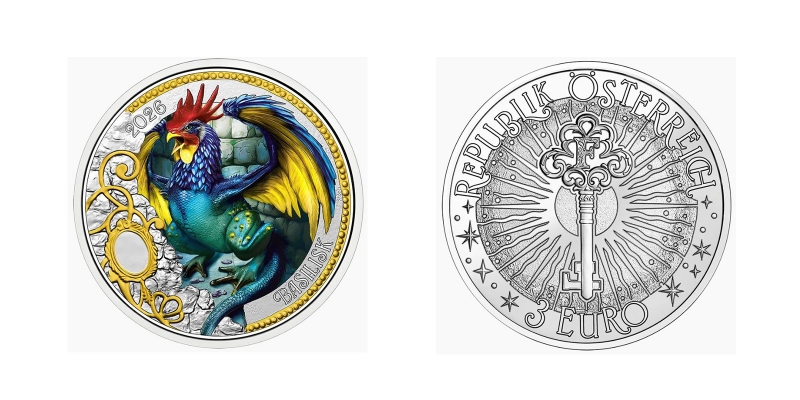 Österreich 3 Euro Fantastische Fabelwesen 2026 Der Basilisk