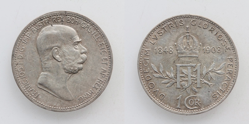 Österreich-Ungarn Franz Joseph I. 1 Krone 1908 Jubiläum
