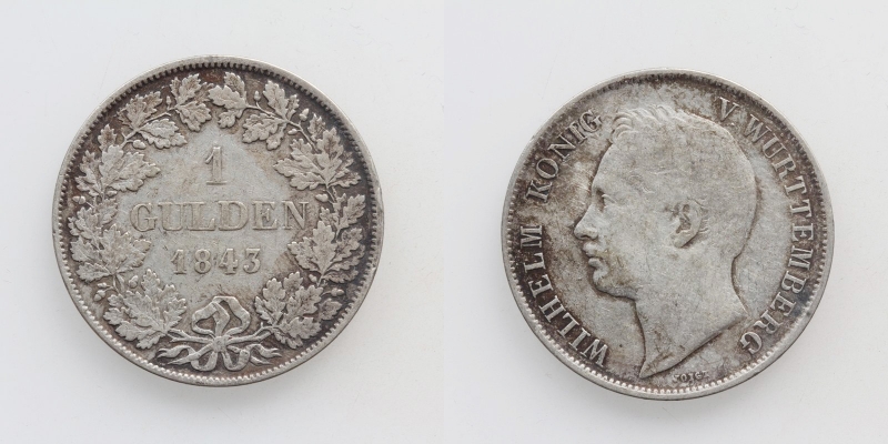 Württemberg Wilhelm I. 1 Gulden 1843