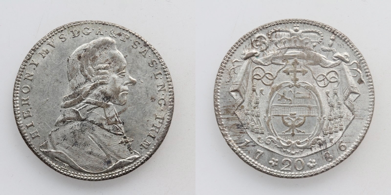 Salzburg Hieronymus Graf von Colloredo 20 Kreuzer 1786