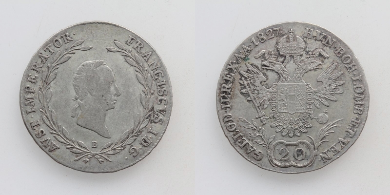 Franz II.(I.) 20 Kreuzer 1827 B Kremnitz
