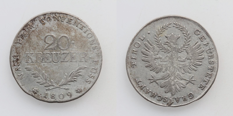 Tirol Aufstand 20 Kreuzer 1809 Hall Andreas Hofer