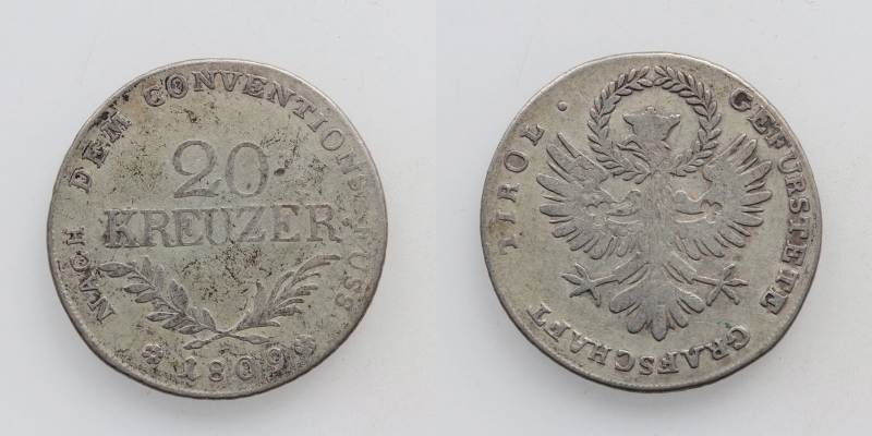 Tirol Aufstand 20 Kreuzer 1809 Hall Andreas Hofer