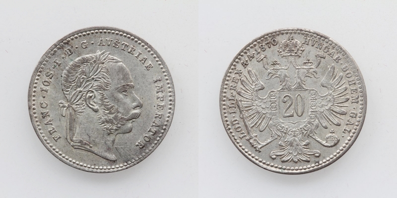Österreich/Ungarn Franz Joseph I. 20 Kreuzer 1870