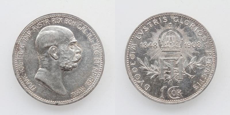 Österreich-Ungarn Franz Joseph I. 1 Krone 1908 Jubiläum