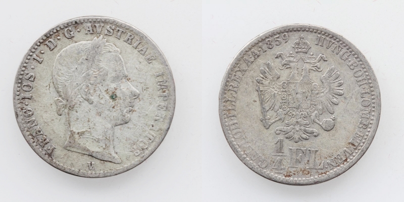 Österreich/Ungarn Franz Joseph I. 1/4 Gulden 1859 V Venedig