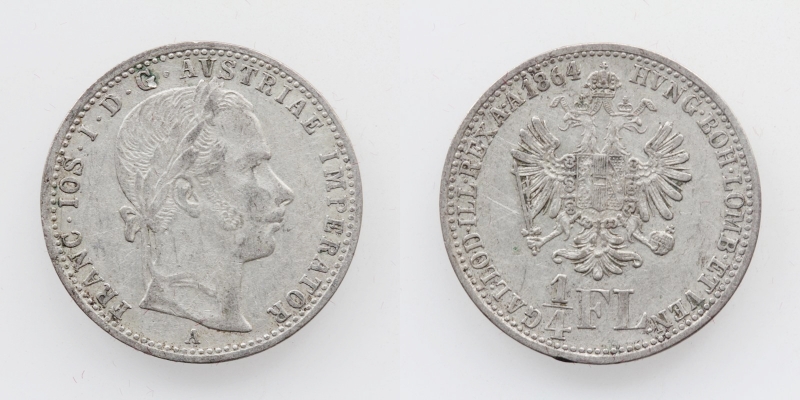 Österreich/Ungarn Franz Joseph I. 1/4 Gulden 1864 A Wien