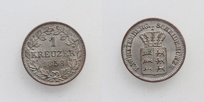 Württemberg Wilhelm I. 1 Kreuzer 1858