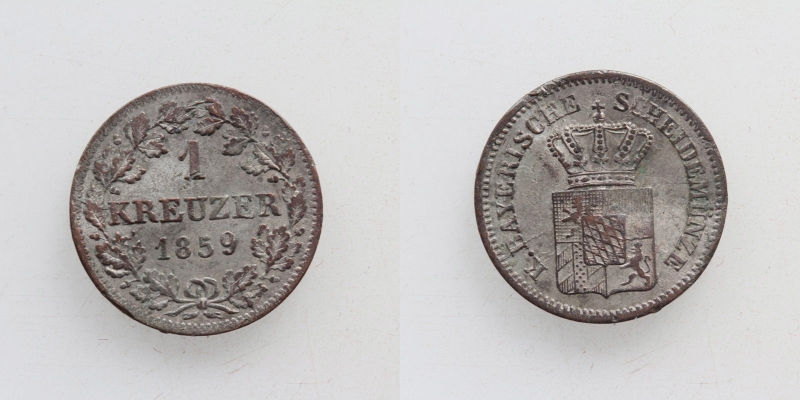 Bayern Maximilian II. 1 Kreuzer 1859