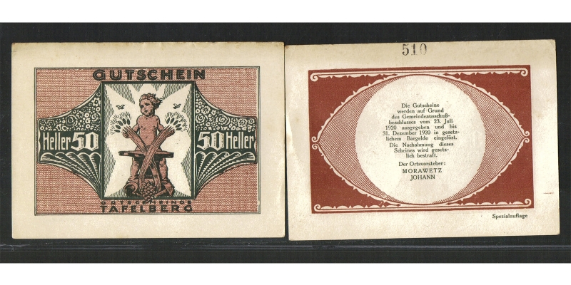 OÖ Gutschein Ortsgemeinde Tafelberg 1920