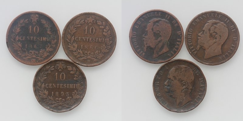 Italien LOT Centesimi 1893/66/67 3 Stück