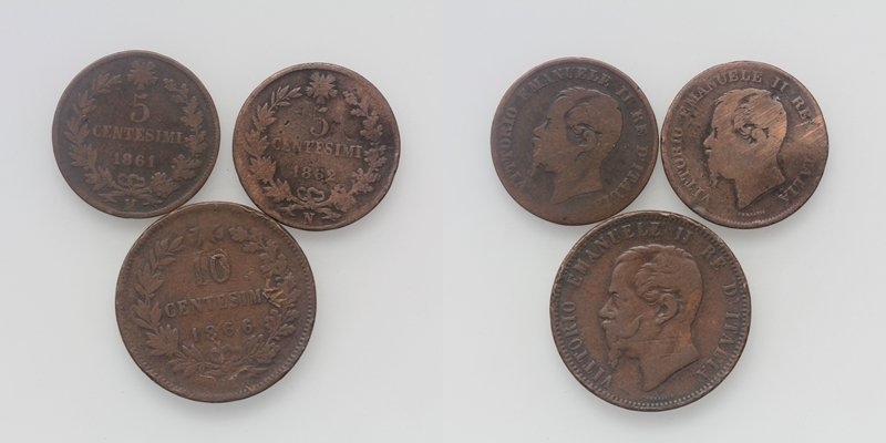 Italien LOT Centesimi 1866/61/62 3 Stück