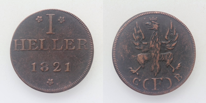 Frankfurt-Stadt 1 Heller 1821 F