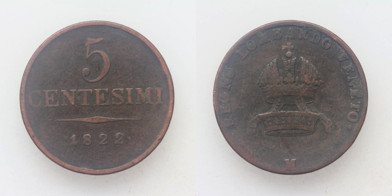 Franz II.(I.) 5 Centesimi 1822 M Mailand