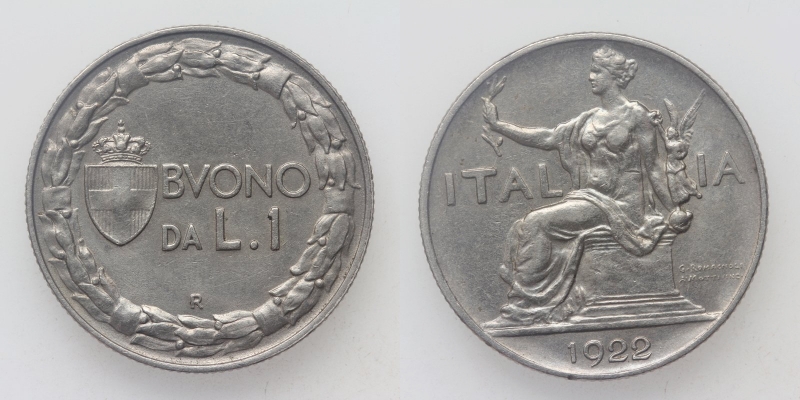 Italien Vittorio Emanuelle III. 1 Lira 1922 R