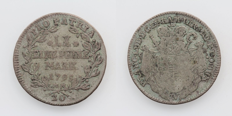 Würzburg-Bistum 20 Kreuzer 1795 MM R! Franz Ludwig von Erthal