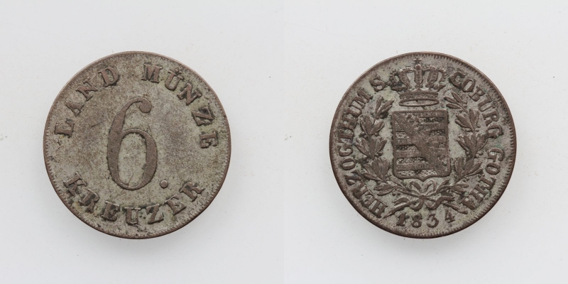 Sachsen-Coburg-Gotha Ernst I. 6 Kreuzer 1834