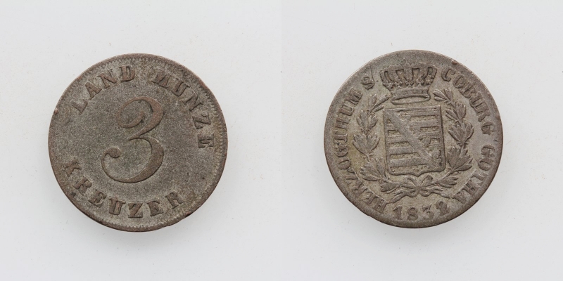 Sachsen-Coburg-Gotha Ernst I. 3 Kreuzer 1832