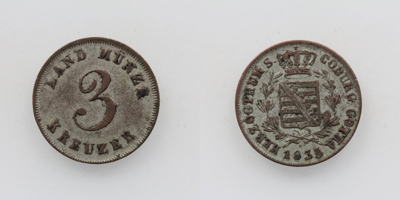 Sachsen-Coburg-Gotha Ernst I. 3 Kreuzer 1835