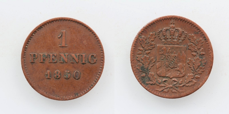 Bayern Maximilian II. 1 Pfennig 1850