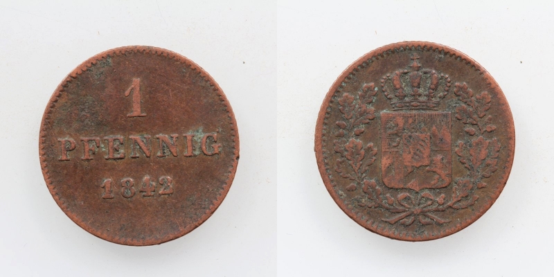 Bayern Ludwig I. 1 Pfennig 1842