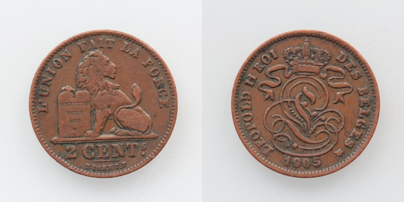 Belgien Leopold II. 2 Centimes 1905