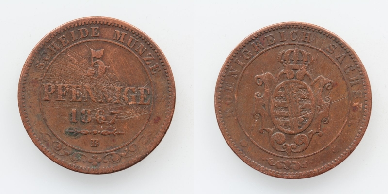 Sachsen Johann 5 Pfennige 1867 B