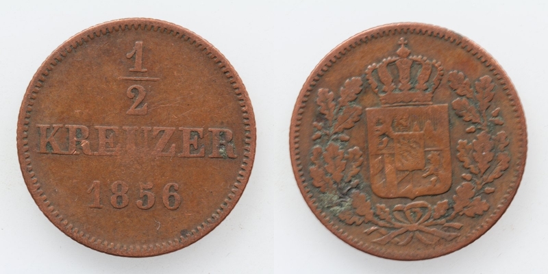 Bayern Maximilian II. 1/2 Kreuzer 1856