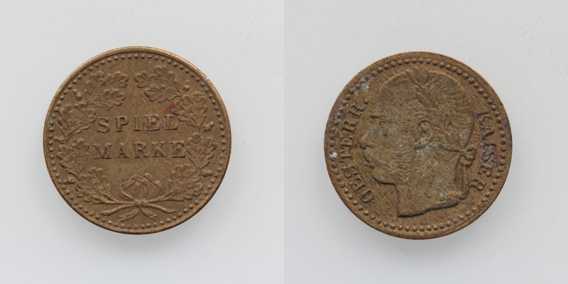 Messing Jeton Spiel Marke o.J. Franz Joseph I.