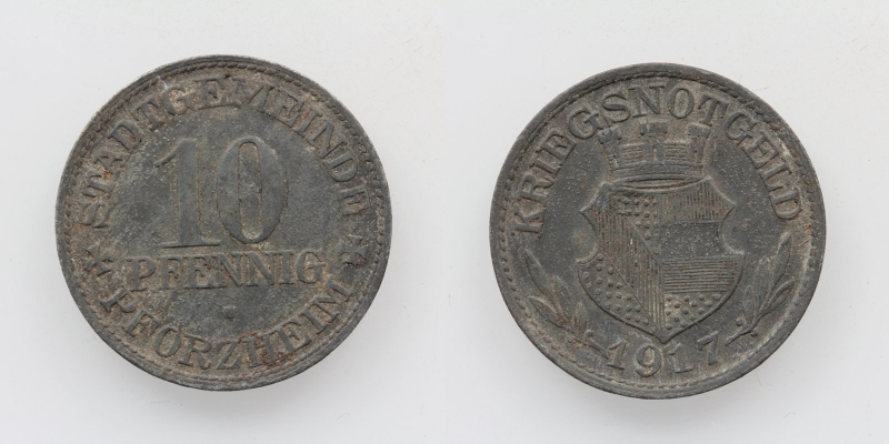 Kriegsnotgeld Stadtgemeinde Pforzheim 10 Pfennig 1917