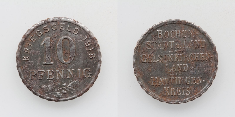 Kriegsgeld Bochum-Stadt und Land 10 Pfennig 1918