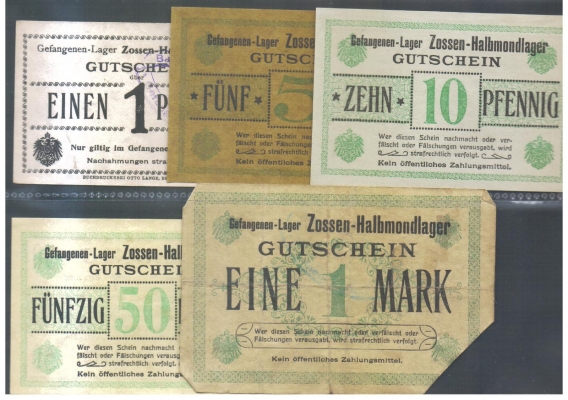 Brandenburg Zossen-Halbmondlager 1,5,10,50 Pfennig 1 Mark o.D.